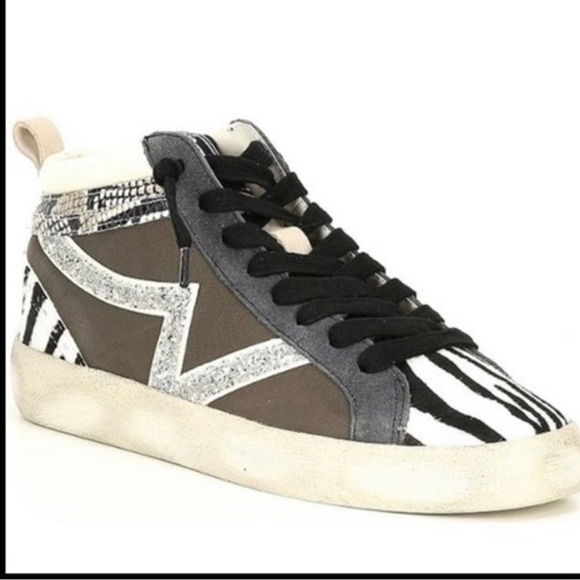 Gianni Bini Womens Elleinaa High Top Leather Sneakers zebra stripe size … - Picture 1 of 9